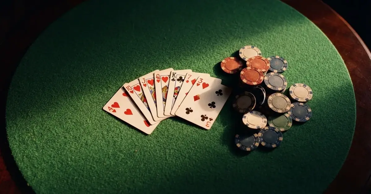 Osvijetljen stol za igru s kartama, snimljen odozgo — casino igre u hrvatskoj